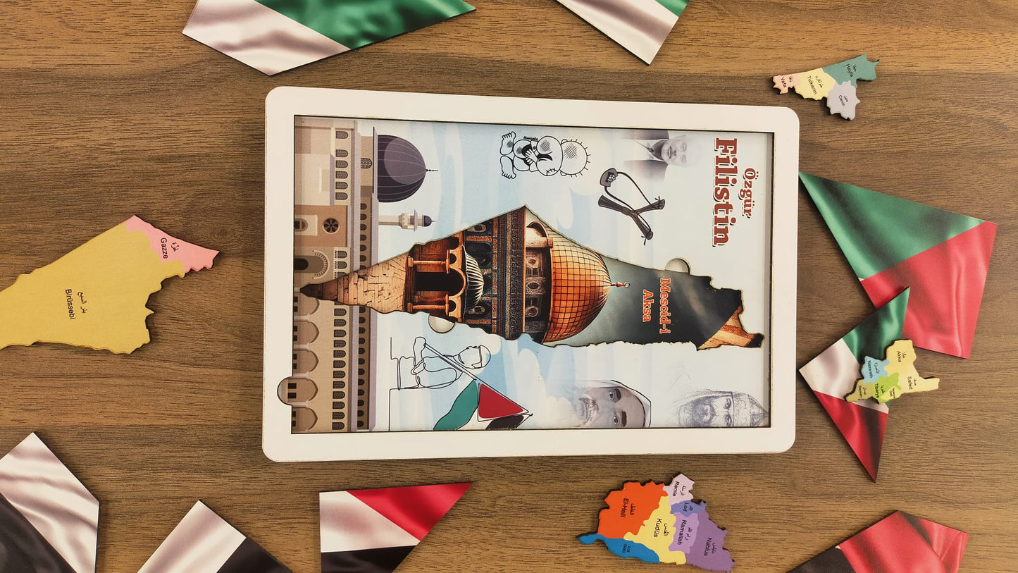 Filistin Bayrağı Ahşap 3 Katmanlı Puzzle