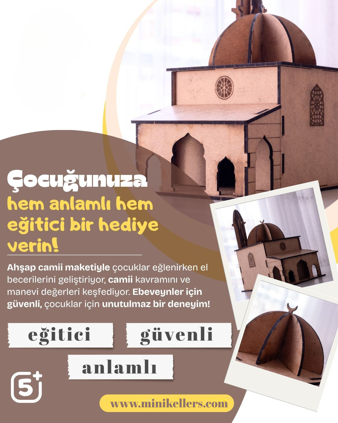 Boyanabilir Ahşap Demonte Cami Maketi Minik Ellers™