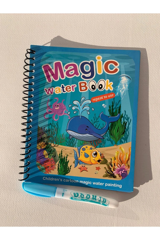 SUALTI OKYANUS Magic Book Eğitici İngilizce Sihirli Boyama Kitap Su Kalemi Water Painting Fun4u Mavi