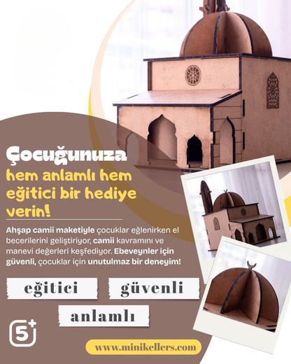 Boyanabilir Ahşap Demonte Cami Maketi Minik Ellers™